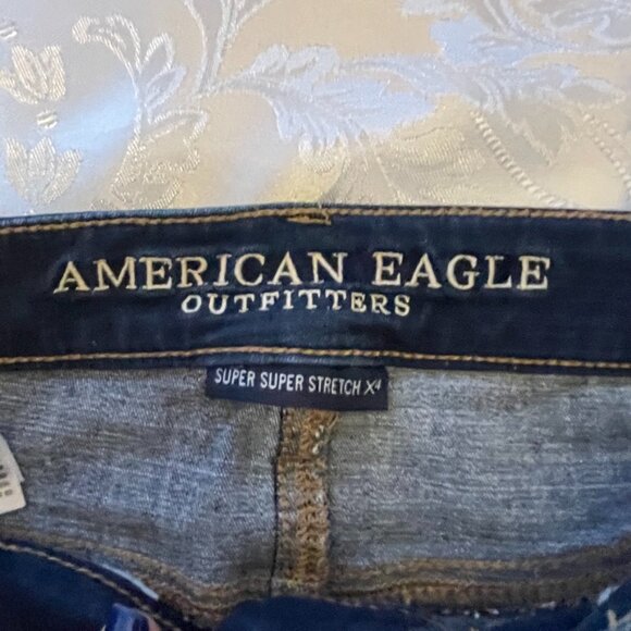 Blue skinny Jeans American Eagle super super stretchy high rise size US 4 - Picture 4 of 9